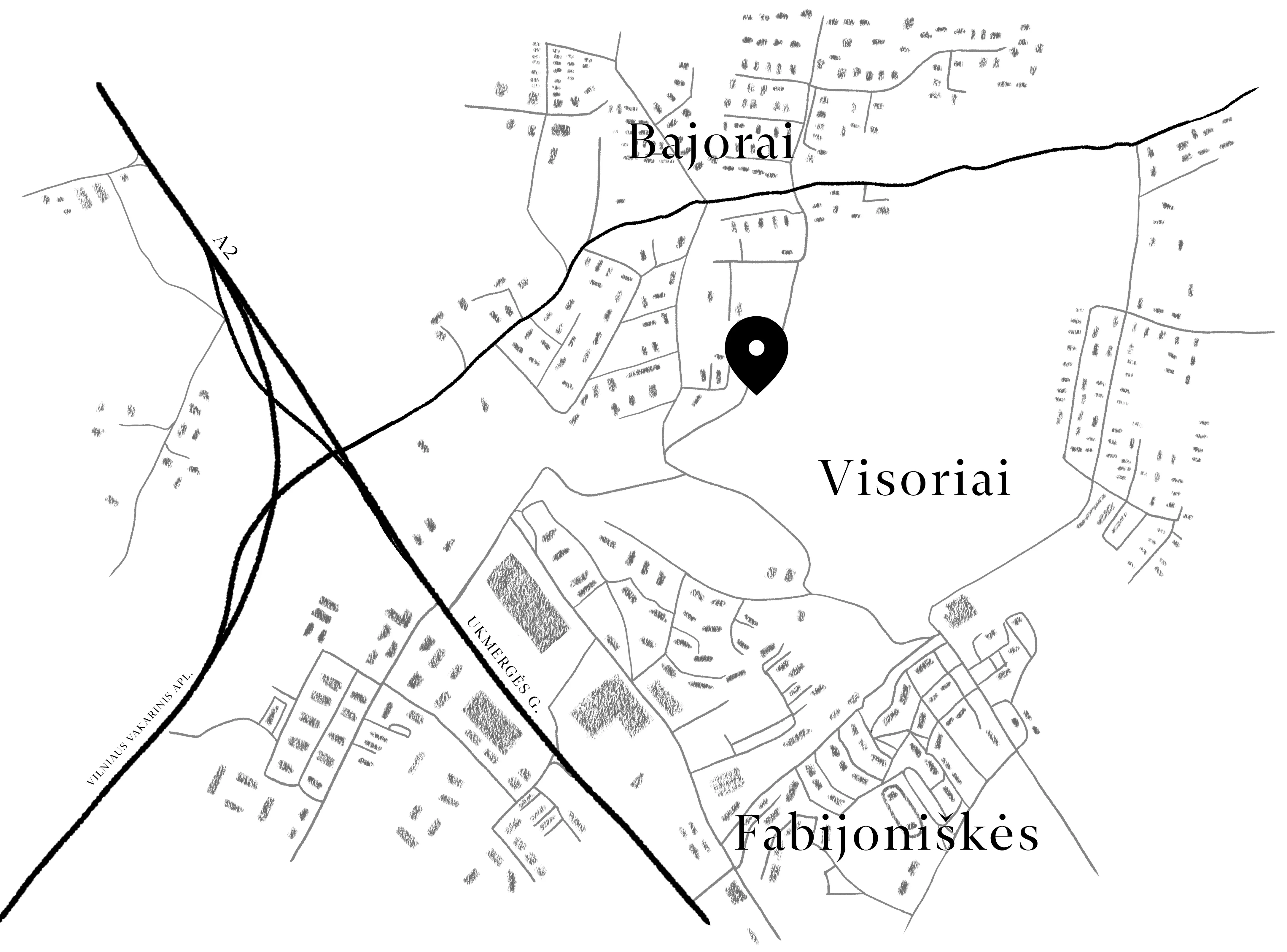 Visorių miško rezidencijų stilizuotas žemėlapis