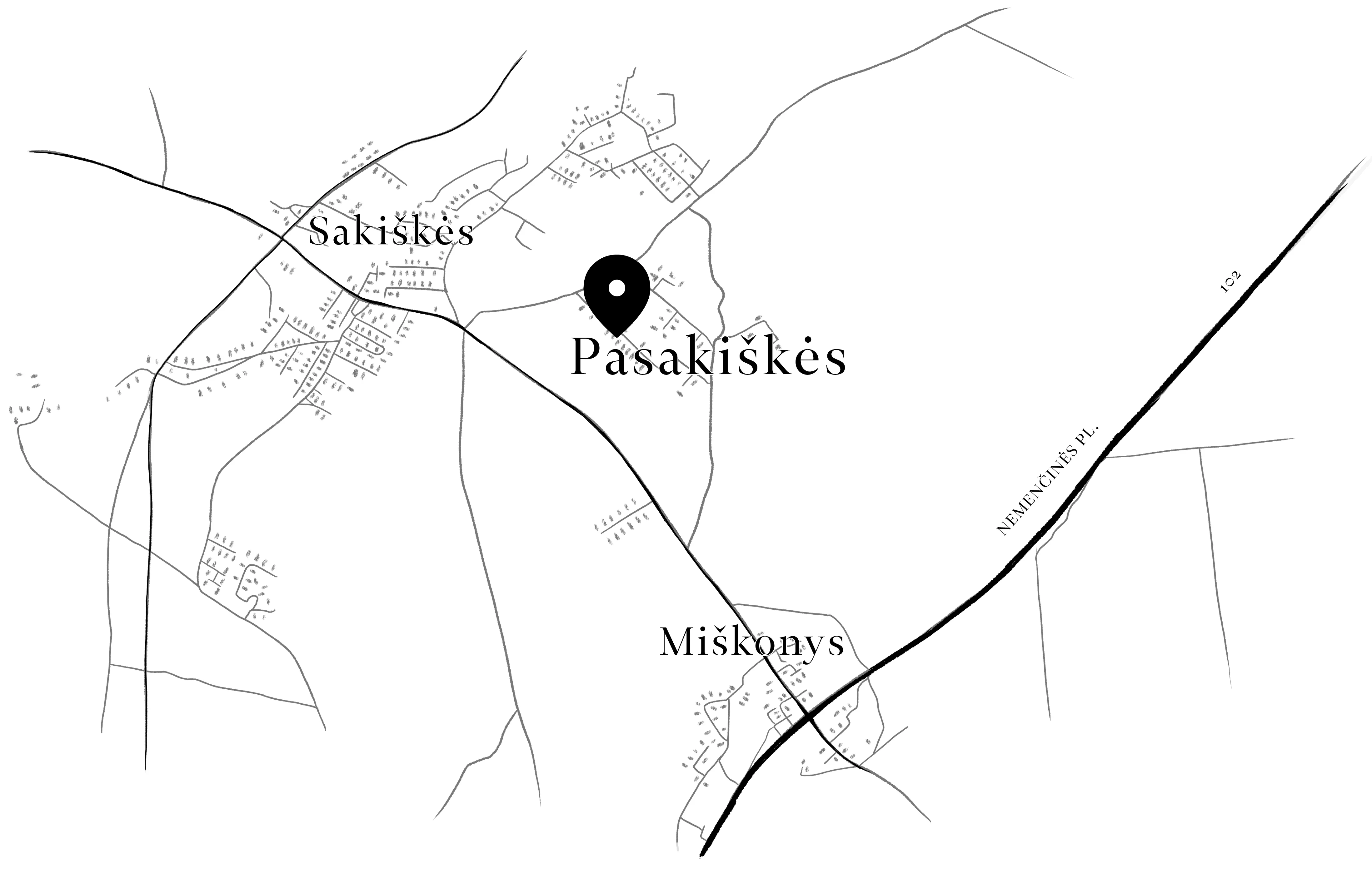Pasakiškių namų stilizuotas žemėlapis